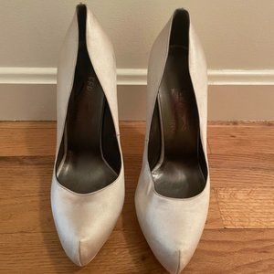 Salvatore Ferragamo nude satin platform pump